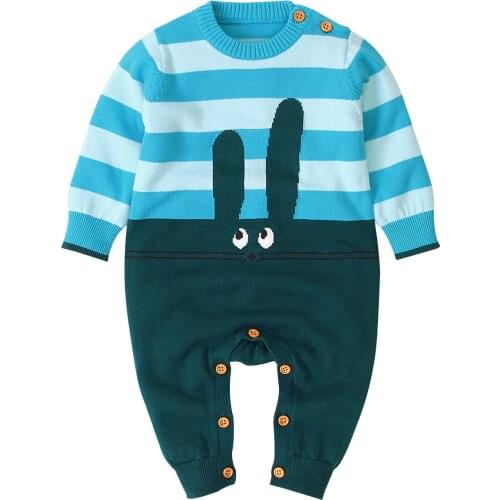 2021 Newborn Baby Boy Clothing Long Sleeve Knitted Jumpsuit Baby Cotton Romper Toddler Playsuit One piece Baby Clothes