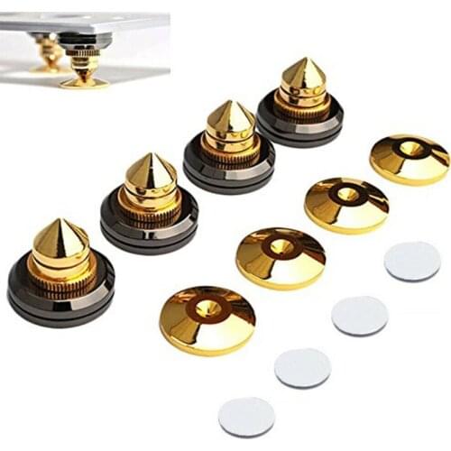 4Set Shockproof Speaker Spike Golden Cone Base Pads for audio Amplifier Kit