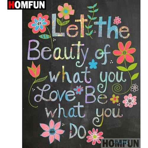 HOMFUN Full Square/Round Drill 5D DIY Diamond Painting "Text" Embroidery Cross Stitch 5D Home Decor A01550