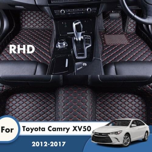 RHD Car Floor Mats For Toyota Camry XV50 2017 2016 2015 2014 2013 2012 Carpets Leather Custom Auto Accessories Interior Cover
