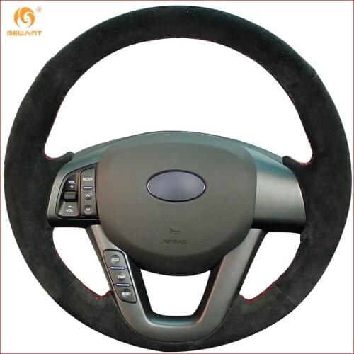 MEWANT Black Suede Car Steering Wheel Cover for Kia K5 2011 2012 2013 Kia Optima Interior Accessories Parts