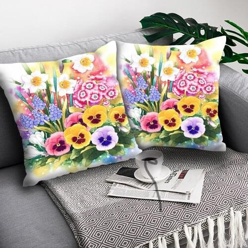 Color flower cushion cover Polyester Leaves Decorative Pillowcase Home Decoration Pillowcase sofa cushion cover Fundas de colchó