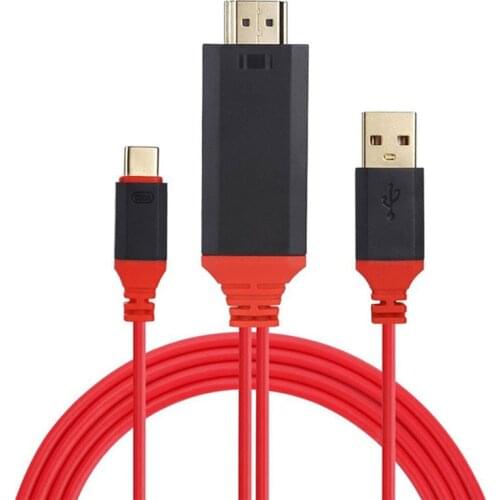 2m USB Type C to HDMI Cable Adapter Converter USB 3.1 Charging Cable 1080P Ultra HD 4k HDTV Video for iPhone iPad Samsung Galaxy