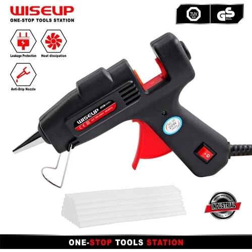 WISEUP 20W Glue Gun Industrial Mini Hot Melt Glue Guns Thermo Electric Heat Temperature Repair Tool DIY Fit 7*100MM Sticks