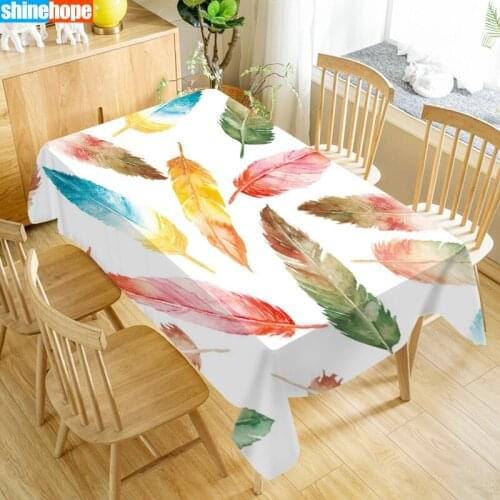Beautiful Feather Tablecloth Waterproof Fabric Rectangular Dust-proof Table Cover For Party Home Decor TV Covers