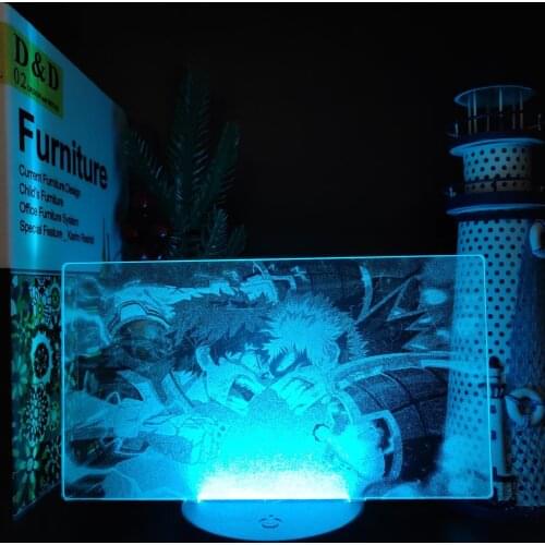 Boku No Hero Academia Izuku Vs Bakugou 3d Night Light My Hero Academia LED Lamp Home Decoration Anime Figure Lampara Led Manga