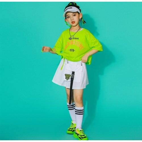 Summer Sets Girls T-shirt Skirts Kids Sports Streetwear Hip Hop Short Mini Tshirts Skirts Tracksuits Children Dance Clothing