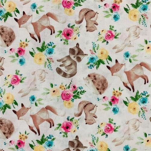 Fox squirrel small animal Baby girl Cotton Fabric for DIY clothes, bibs, coated, bed sheets Cotton Cloth Home Decro
