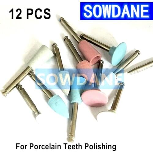 12 pieces Dental Composite Polish Kit Porcelain PolisherTeeth Polishing Bur for Low-speed Handpiece Teeth Whitening Materials