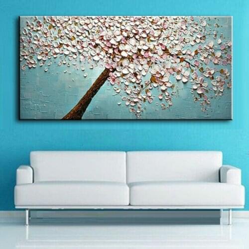 New handmade Modern Canvas on Oil Painting Palette knife Tree 3D Flowers Paintings Home living room Decor Wall Art 168032