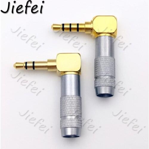 Wholesale Gold Plated 3.5mm 1/8" 3 4 Pole Male Headphone Jack Right Angle 90 Degree Solder Plug Connector for 6mm Cable