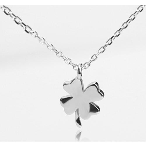 Pure 925 Sterling Silver Romantic Lucky 4 Leaves Clover Necklace Pendants Women Girls Jewelry for Gift