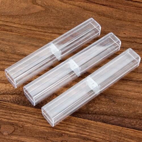 Plastic Pencil Case 2pcs Gift Box Crystal Pen Case Signature Pen Rectangular Transparent Plastic Packaging PVC School Stationary