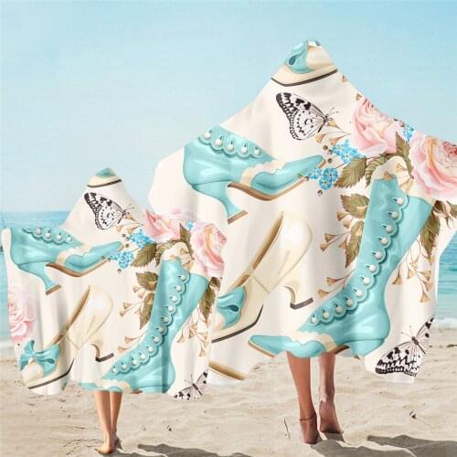 Parent-kids Floral Print Microfiber Beach Poncho Towel Outdoor Quick Drying Absorbent Bath Cape Blanket Windproof Surf Towels