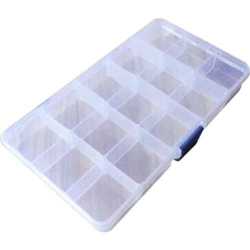 15 Grid Adjustable Jewelry Necklace Transparent Storage Box Case Holder Craft Organizer Beads Container Cash Clear Plastic Box
