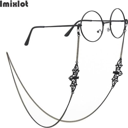 Retro Black Bat Eyeglass Chain Lanyard Strap Necklace Metal Sunglasses Spectacles Chain Holder Cord Reading Glasses Strap