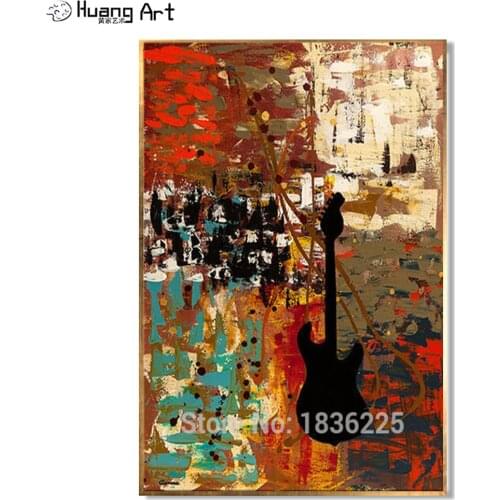 Hand Painted Wall Art Abstract Piano Oil Painting for Hall Wall Decor Hand-Painted Guitar Musical Instrument Canvas Painting