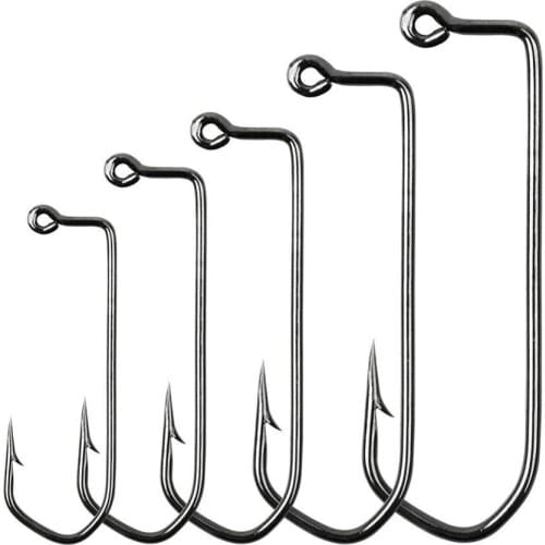 FREE FISHER Fishing Jig Hook 90 Degree Round Bend High Carbon Steel Barbarian Jig Hooks Nickle Black 7150 Single Fishhook