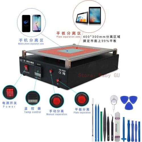 TBK-968D manual vacuum flat 19inch separator mobile phone LCD screen separation device explosion screen repair mobile phone