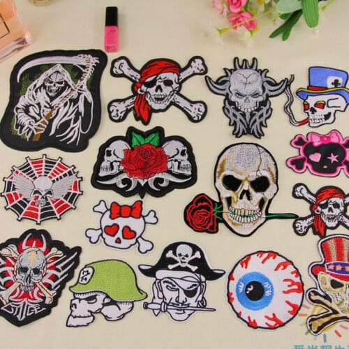 Cartoon Iron on Sew on Skeleton Skull Embroidered Cloth Patch For Girls Boys