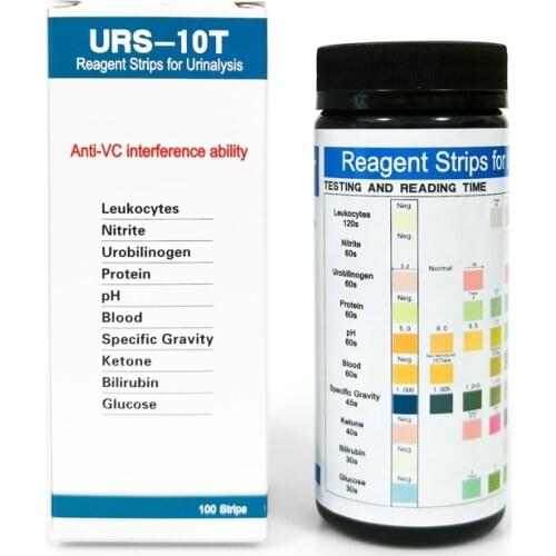 10-in-1 Urine Test Strips 100 strips Urinalysis Reagent Test Paper 10 Parameters URS-10T Leukocytes Nitrite Urobilinogen