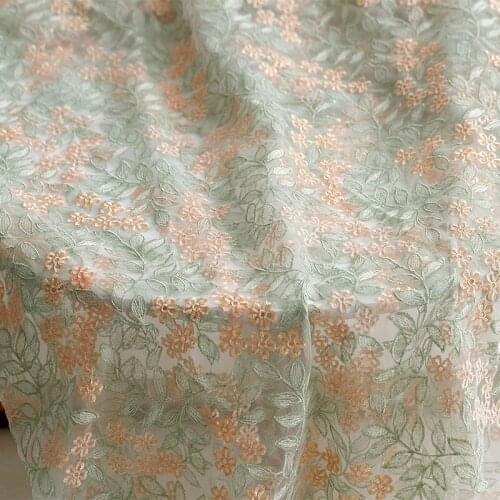 Soft screen yarn fabric Coloured embroidery tissu Handmade background of wedding dress and skirt clothing fabrics