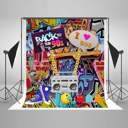 VinylBDS Graffiti Wall Birthday Photo Background Back to 90S' Hip Pop Background For Photos With Custom Photoshoot Background