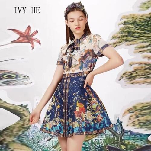 IVY HE High Quality Summer Dress Woman Clothing French Floral Lolita Girlishness High Waist Midi Dress Traf Robe Party Dresses