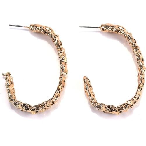 2020 New ZA Geometric Half Circle Drop Earrings Women Brand Statement Metal Feel ZA Earrings Jewelry For Women Fashion Simple