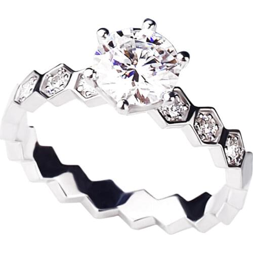 Unique Diamond Honeycomb S925 Sterling Silver Rings Women Luxury Engagement Exquisite Elegant Conspicuous Wedding Jewelry Gift