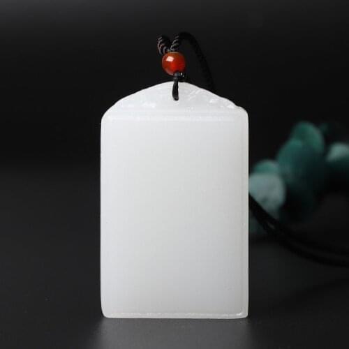Top Natural White Jade Pendant Necklace For Women Lady Men Healing Love Beauty Gift Jewelry 60x40mm Beads Reiki Gemstone AAAAA