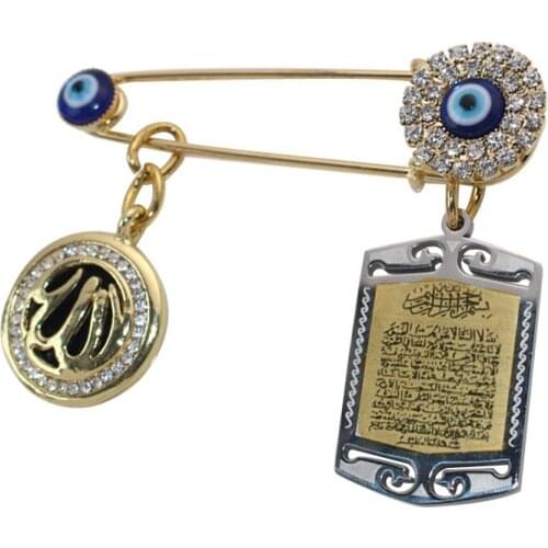 ZKD muslim islam AYATUL KURSI Allah evil eye Stainless Steel Scarf Hijab brooch