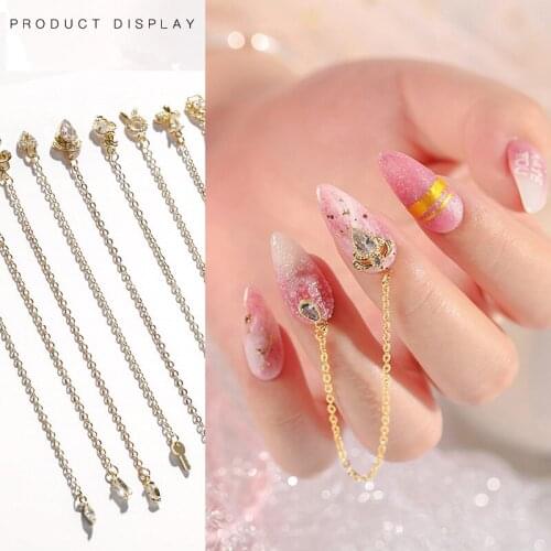 1 piece Golden Rinestone Chain Nail Metal Decoration of Manicure Gold Nails Studs Charming 3D DIY Nail Art Deisgns