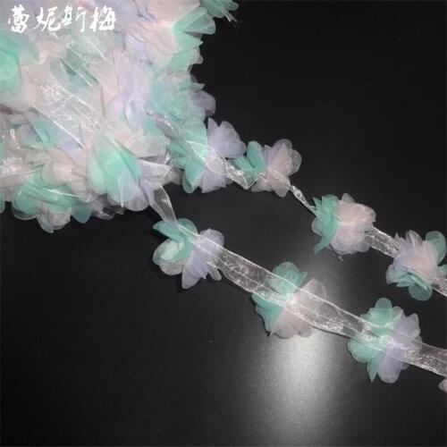 10Meters 3D transparent Chiffon lace 6 leaf flowers lace diy clothing shoes and hats accessories chiffon lace accessories trim