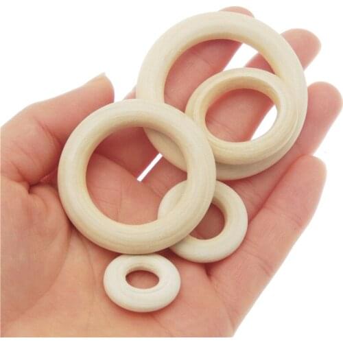 10pcs 20pcs Natural Wood Circle DIY Crafts For Jewelry Making Baby Teething Wooden Ring25mm-45mm Natural Wood Rings for DIY Craf