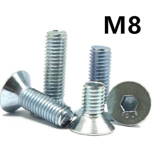 10PCS GB70.3 M8x10/12/16/20/25/30/35/40/45/50/55/60/70mm DIN7991 Grade Galvanized Flat Head Countersunk Head Hexagon Screws