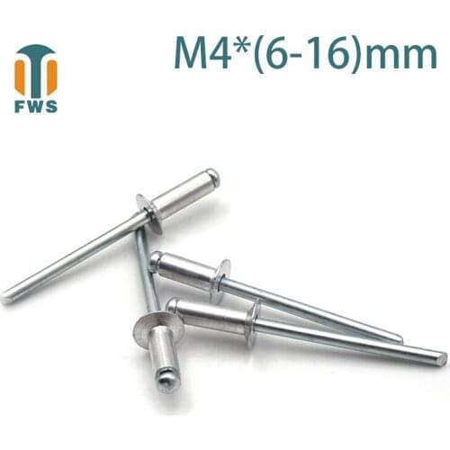 10PCS M4 Multi Size Aluminium Open End Countersunk Head Break Mandrel Blind Rivet Nail Pop Rivets for Furniture Car Aircraft