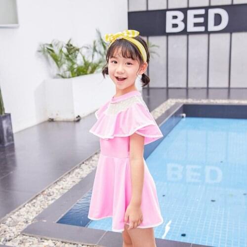 Kids Girls Swimming Bathing Swimwear Princess 1-7 Years Baby Girl Clothes Swimwear+Cap 2Pcs Swimming Bathing Swimsuit Bikini