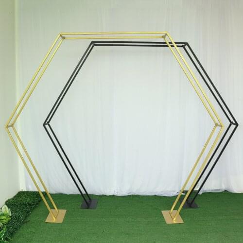2022 Hexagon Wedding Arch Iron Stand Wedding Background Decoration Flower Stand Balloon Door Birthday Party Decor