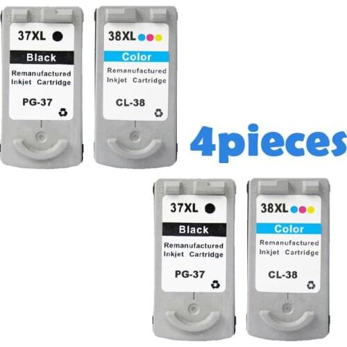 4pcs PG-37 CL-38 Ink Cartridges for Canon PG 37 CL 38 PG37 CL38 PIXMA MP140 MP190 MP210 MP220 MP420 IP1800 IP2600 MX300 printer