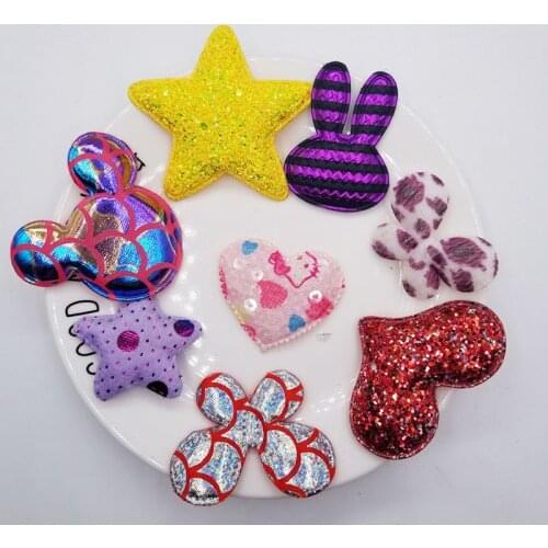 50pcs/lot Multi Style Mix at random Padded Appliques for Children Headwear Hair clip Accessories and Garment Accessories