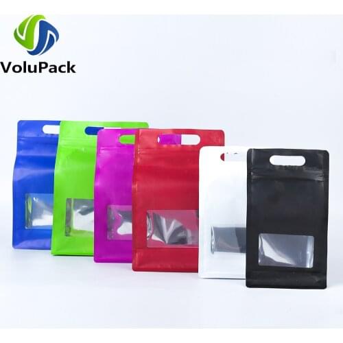 50pc Smell Proof Black Tea Packaging Bags Plastic Bags Stand Up Coffee Bean Pouches Kitchen Portable Ziplock Bags w/Clear Window