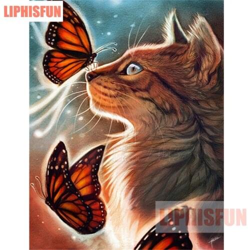 5d diy Diamond Painting Full Drill Square Resin Rhinestone Cross Stitch Diamond Embroidery Home Decor Cat Butterfly