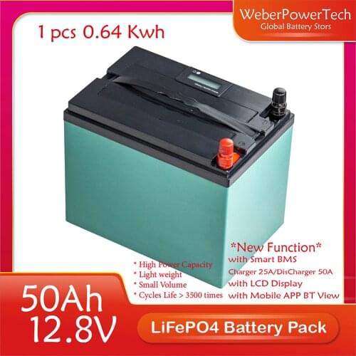 12.8V 50Ah Battery Pack 12V 50A Rechargeable Battery for Solar RV Car