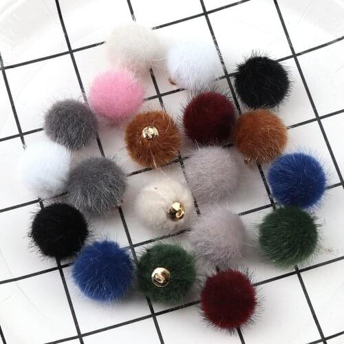 10pc Imitated Mink Fur Beads For Jewelry Making Pendant Ball DIY Material Earrings Findings Eardrop Manual Accessories Hand Made