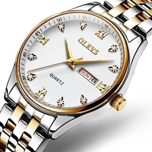 OLEVS Luxury Mens Watches Full Steel Watch Male Military Sport Waterproof Watch Dual Calendar Men Quartz Clock Relogio Masculino