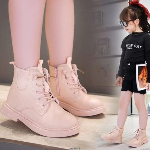 Children Boots Fashion Kids Ankle Boots For Medium Big Girls British Style Zipper Martin Boots Black Thin 2021 Autumn Winter New