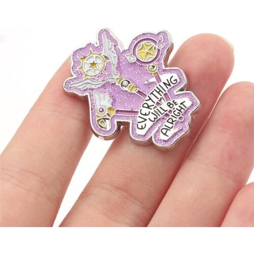 Everything will be alright enamel pin Cardcaptor Sakura invincible spell brooch magic wand badge beautiful inspirational collect