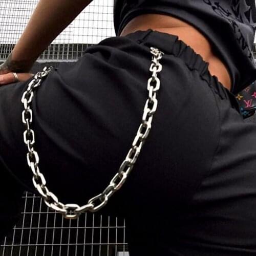Helisopus Hot Sale Punk Hip Hop Chain Belt For Women Men Metal Cool Waist Chain Silver Metal Street Rock Jeans Pants Accessories