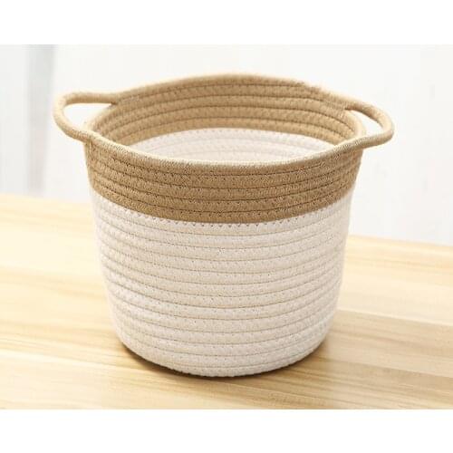 Cotton rope literary woven storage bucket desktop debris cleaning storage basket and simple storage basket